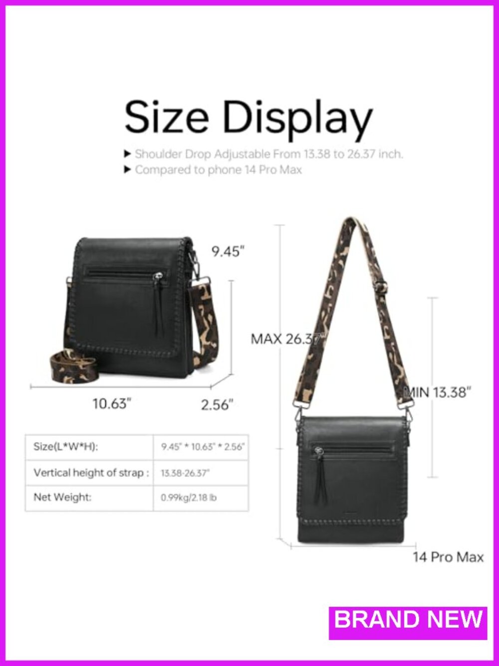 Medium Conceal Carry Crossbody Purse with Multi-Pocket Flap Faux Leather - Picture 2 of 5